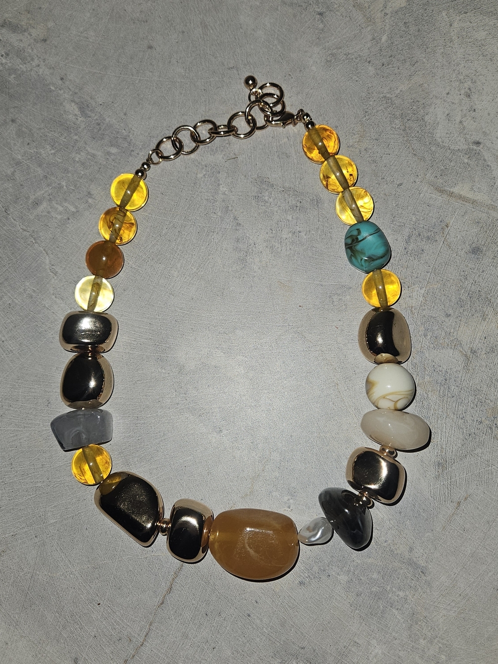 Stylish Multicolor Stone and Gold-Tone Bead Bracelet - Women Jewelry